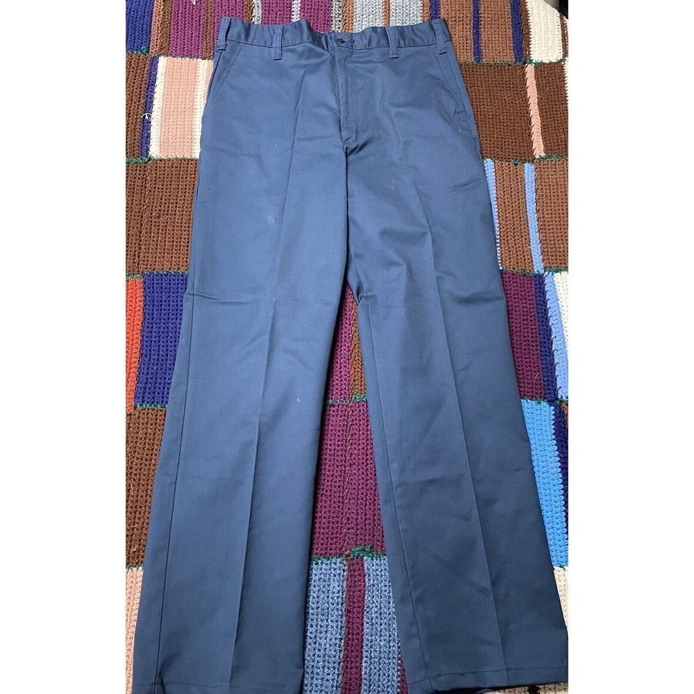 Men's Perfect Work Pants 32x29 Navy Flat Front Made In USA